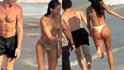 Bruna Marquezine e Shawn Mendes correm de mãos dadas para o mar após réveillon; VÍDEO