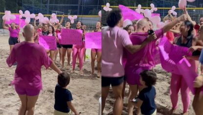 Mulher recebe homenagem de amigos em aula de futevôlei após última quimioterapia em Maceió; VÍDEO