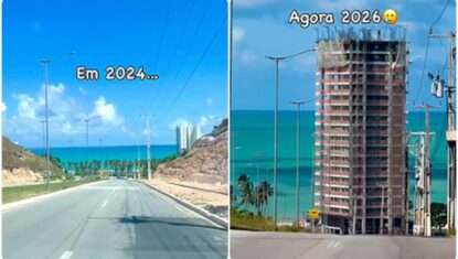 Construção de prédio de luxo bloqueia vista do mar em Maceió e gera críticas; veja antes e depois